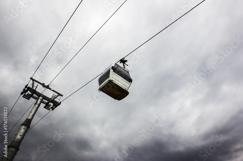  funicular - cable cars against the gray sky