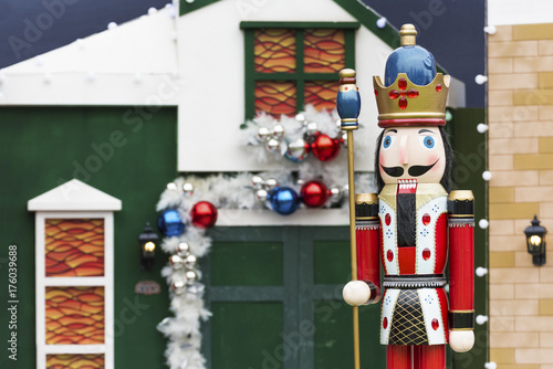 Soldier nutcracker statue for Christmas decoration photo