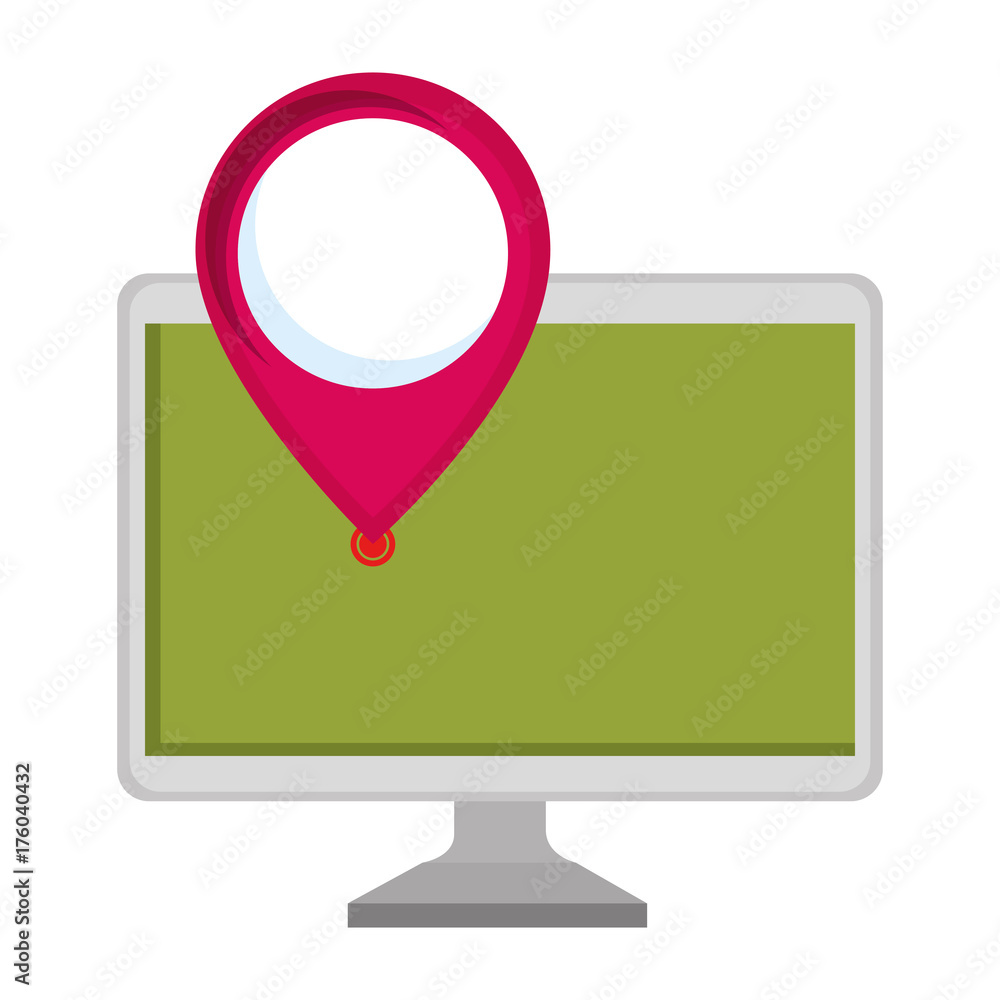 computer with pointer location isolated icon computer with pointer location isolated icon