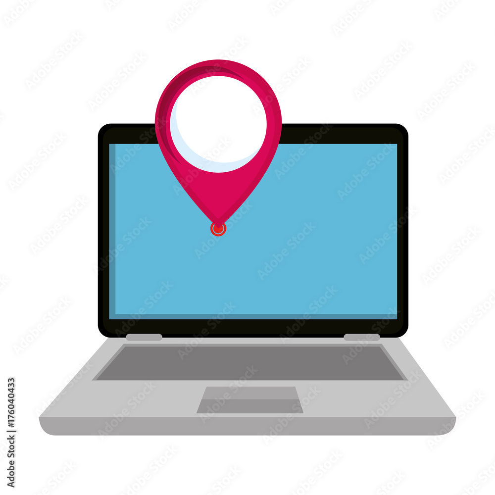 laptop with pointer location isolated icon laptop with pointer location isolated icon