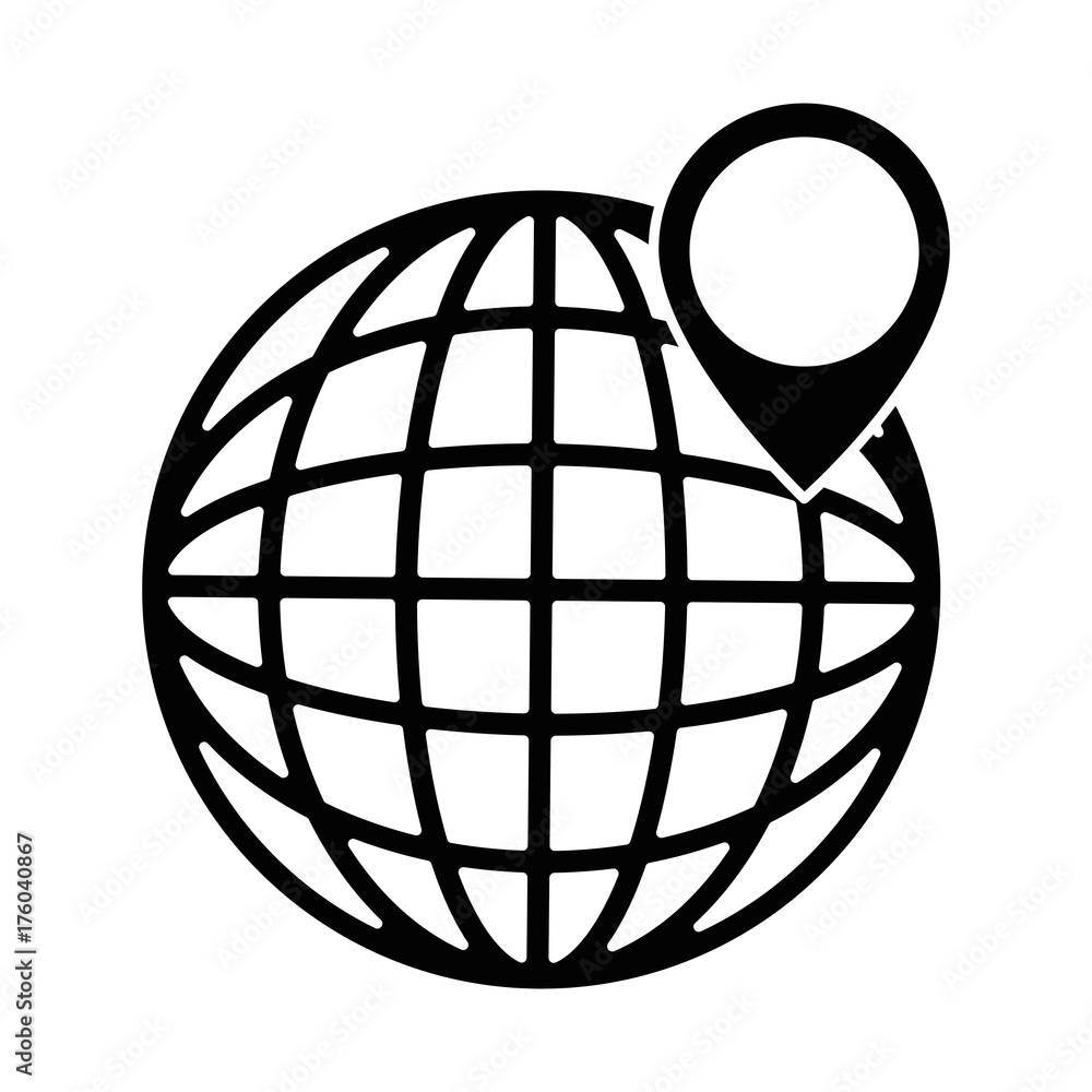 planet with pointer location vector illustration design