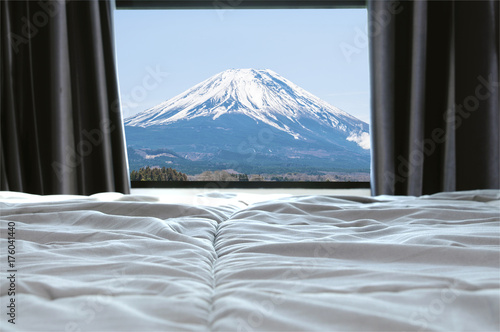 Wallpaper Mural Fuji mountain view from hotel window.Japan Torontodigital.ca