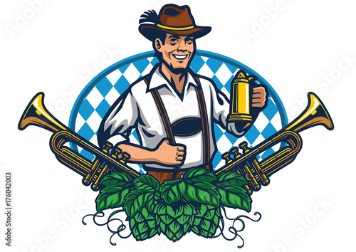 bavarian man badge for oktoberfest