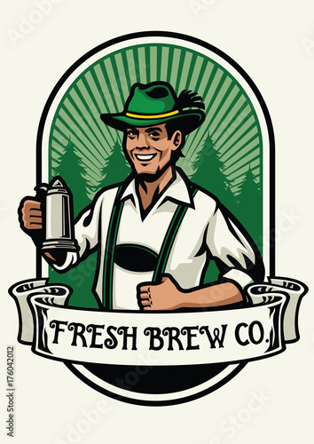 Slika na platnu bavarian man beer brewing badge
