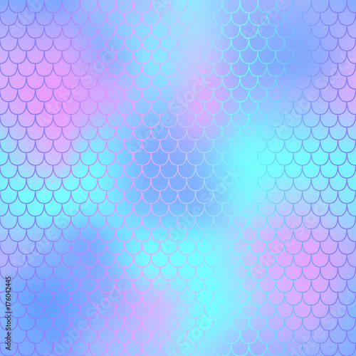 Pink and blue fish skin with scale pattern. Mermaid tail vector background.