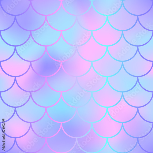 Pink and blue fish skin with scale pattern. Mermaid vector background