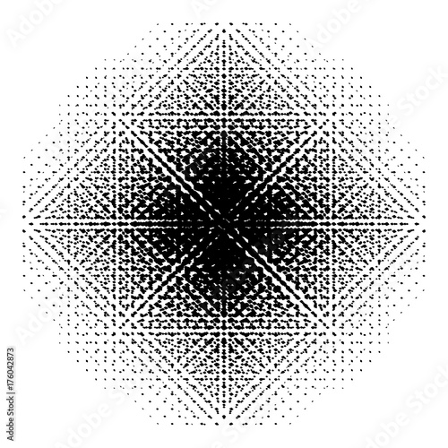 Halftone gradient diamond pattern. Vector design on transparent background.