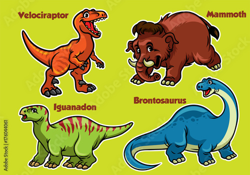 cartoon collection of dinosaurs