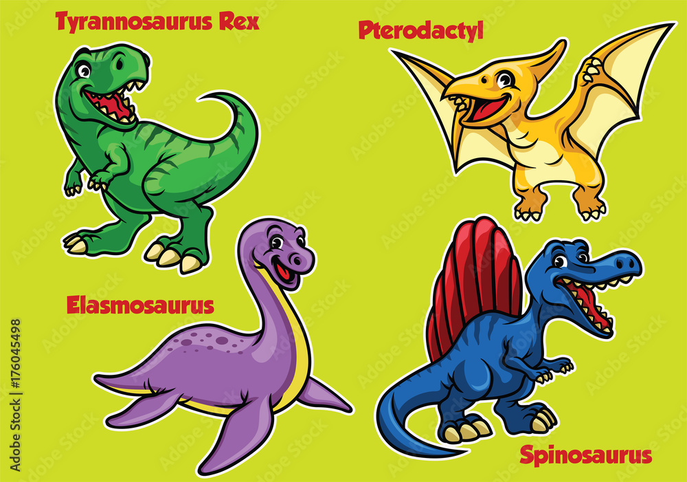 Naklejka premium collection of cartoon baby dinosaurs