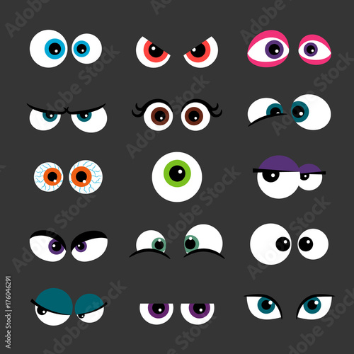 Eyes Set vector illustration. Funny comic monster eyes