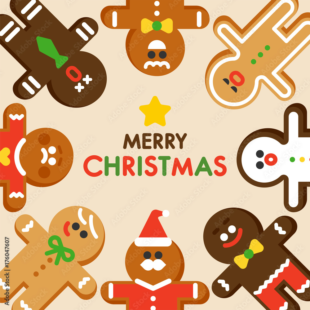 Naklejka premium christmas ginger bread vector flat design illustration set