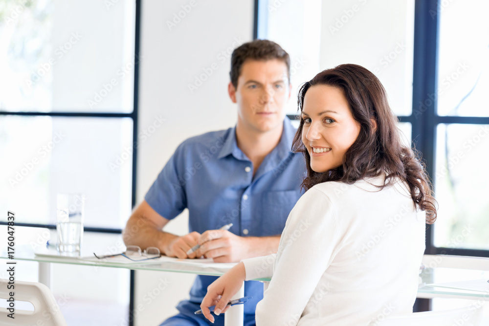 Obraz premium Happy entrepreneur or freelancer in an office or home