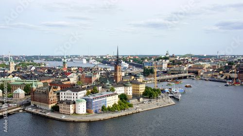 Classic view of Gamla Stan from the observation deck of Town Hall, Stockholm, Sweden © Lunnaya