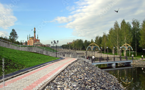 Landscaped area near a mosque Almetyevsk photo