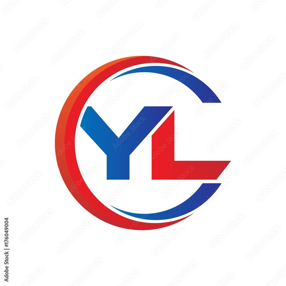 yl logo vector modern initial swoosh circle blue and red Stock Vector