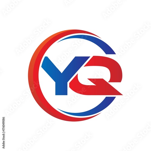 Free Download yq logo vector modern initial swoosh circle blue and red - GFXLoad