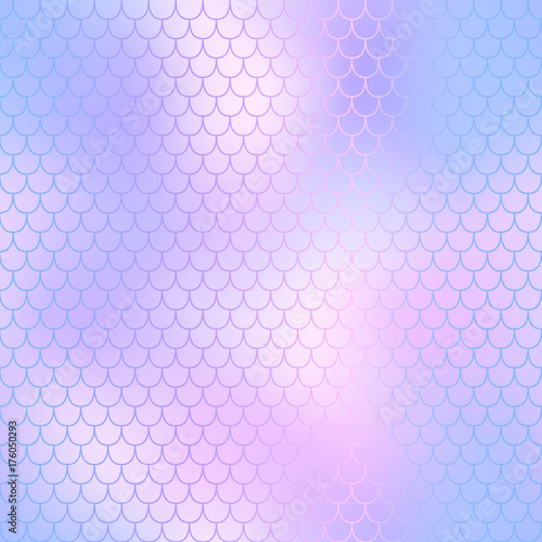 Violet and blue mermaid seamless pattern. Fantastic fish scale vector pattern.