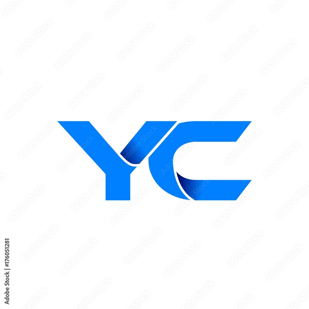 yc logo initial logo vector modern blue fold style yc logo initial logo vector modern blue fold style