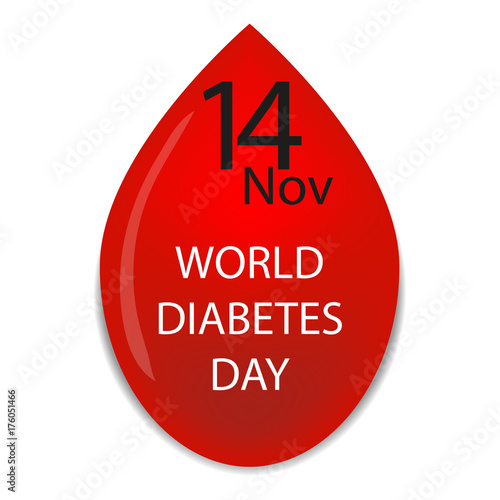 World Diabetes Day. Symbol with blood drop. Healthcare. Medical illustration. Vector