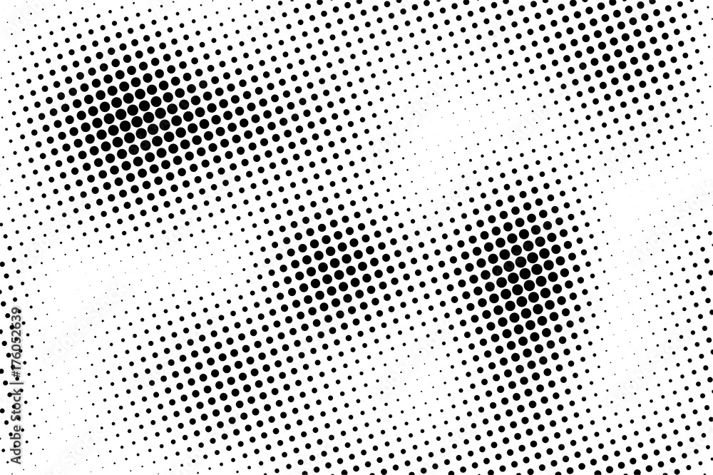 Black and white halftone vector background. Monochrome dotted texture for retro overlay.