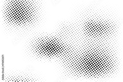 Black white dotted halftone background. Messy halftone pattern.