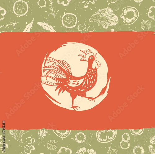 Hand drawn background with sketch vegetable. Vector image of roo
