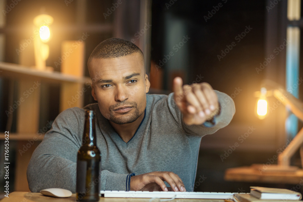 Concentrated pointing at screen Concentrated pointing at screen