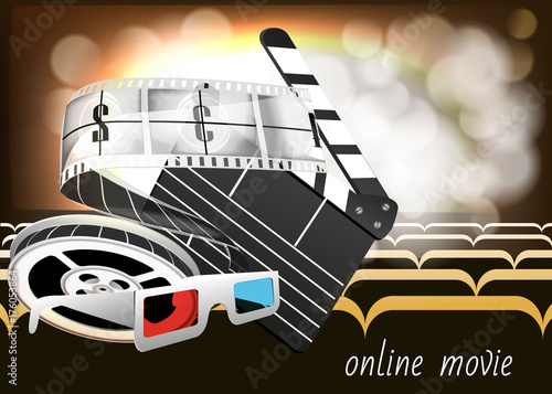 Template for poster, website and online movie. Firecracker coil details of the film.