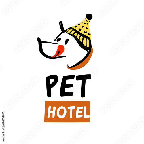 Sketch vector illustration. Pet friendly hotel. Template vector