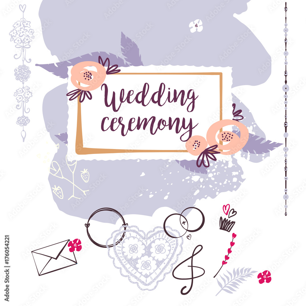 Wedding ceremony. Template banner, poster, invitation card, logo