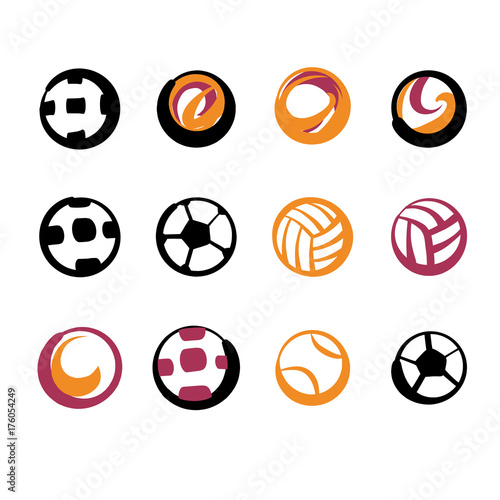 Set of image soccer and football ball for sport hobby, challenge