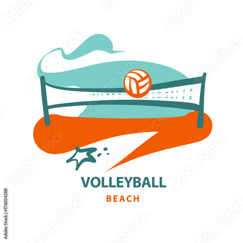 Volleyball team, school, club template logo. Vector sketch illus