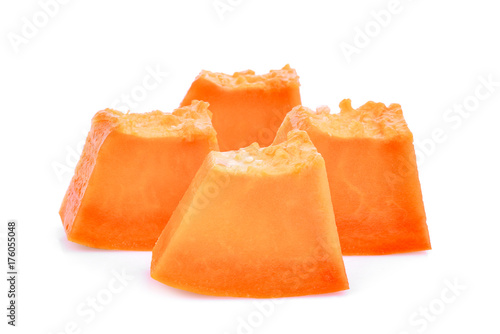 sliced of ripe papaya isolated on white background