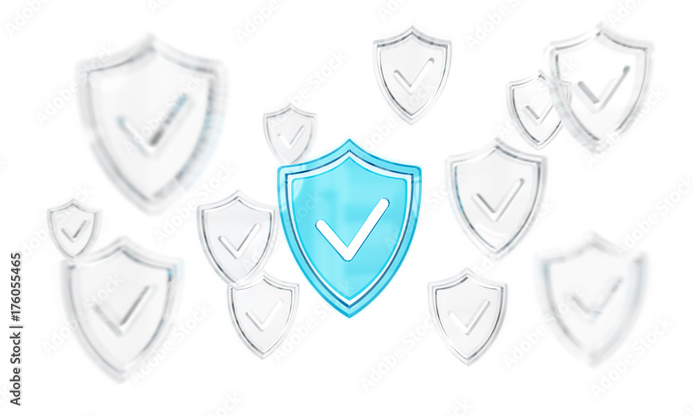 Modern digital data shield antivirus 3D rendering Modern digital data shield antivirus 3D rendering