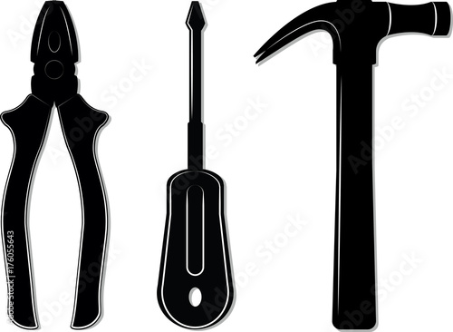 Simple tool set with white contours