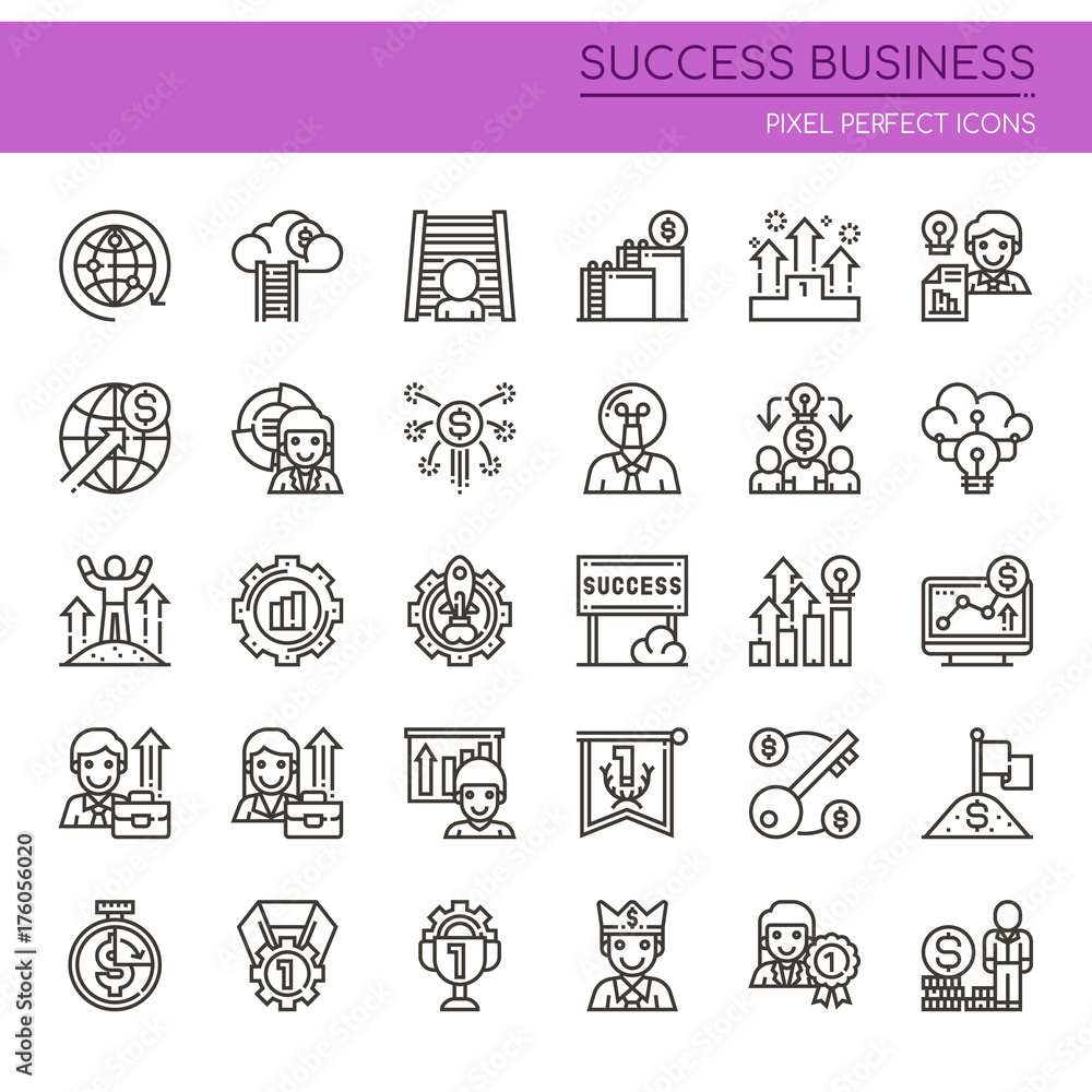 Success Business , Thin Line and Pixel Perfect Icons. Success Business , Thin Line and Pixel Perfect Icons.