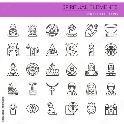 Spiritual Elements , Thin Line and Pixel Perfect Icons.