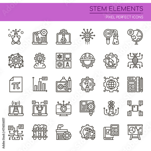 STEM Elements , Thin Line and Pixel Perfect Icons.
