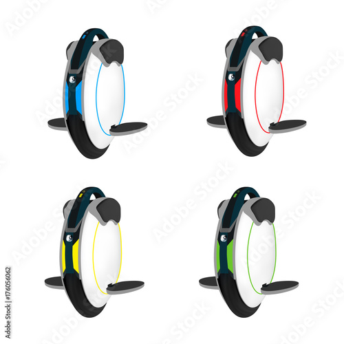 A monowheel in a vector on a white background.Electro monowheel in vector.