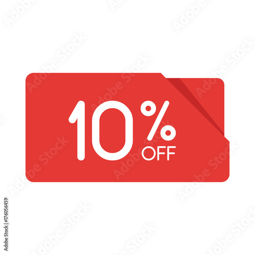 Special offer sale red rectangle origami tag. Discount 10 percent offer price label, symbol for advertising campaign in retail, sale promo marketing, Isolated vector illustration