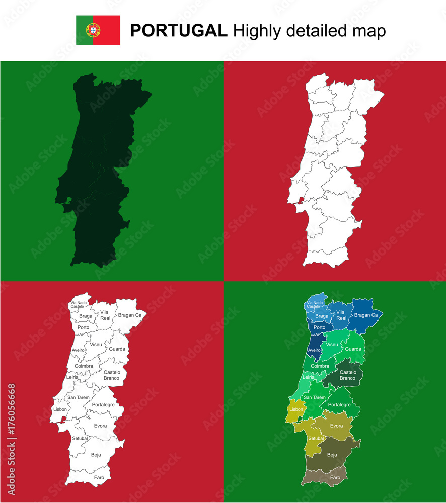 Highly detailed editable political map with separated layers. Portugal  Stock Vector Image & Art - Alamy