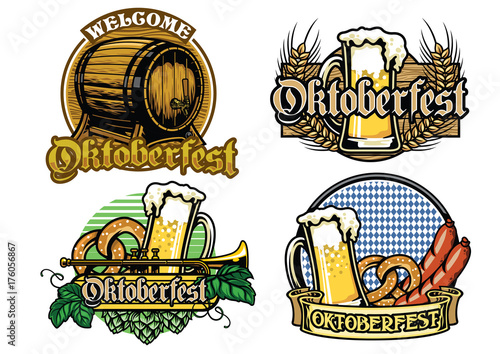oktoberfest badge design collection in full colored