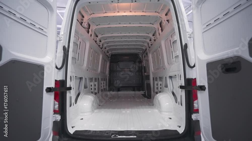 Cargo minivan, view of the cargo hold, camera movement.
 photo