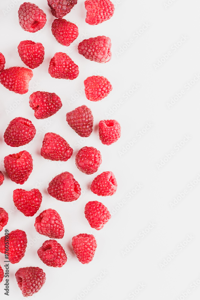 Background from raspberries, isolated on white Background from raspberries, isolated on white