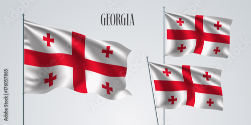 Georgia waving flag set of vector illustration