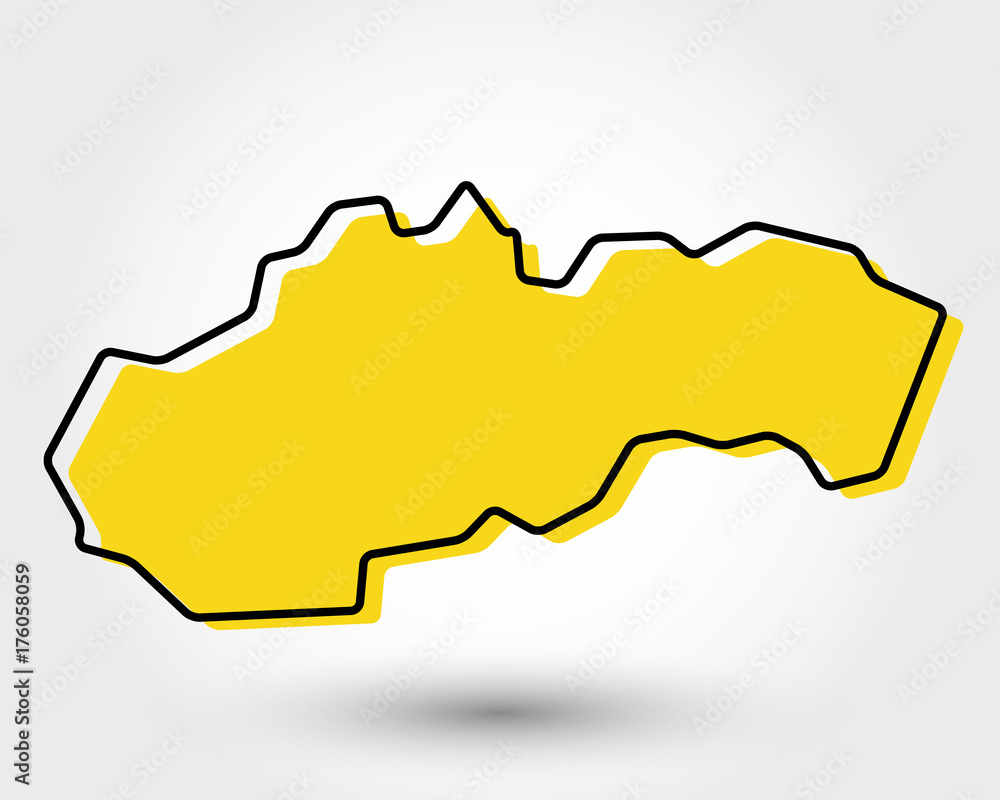 yellow outline map of Slovakia