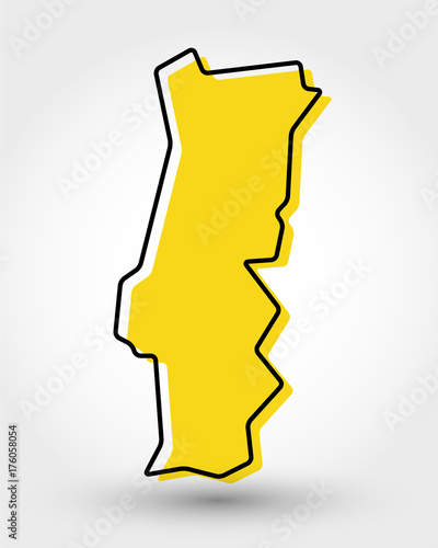 yellow outline map of Portugal