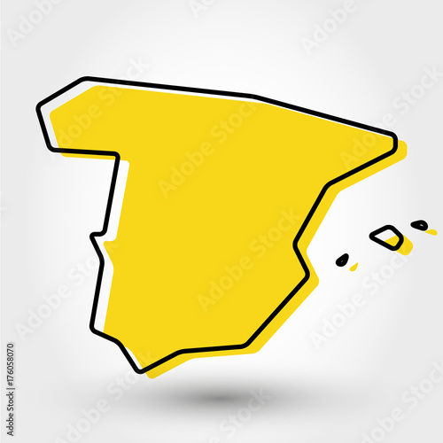 yellow outline map of Spain