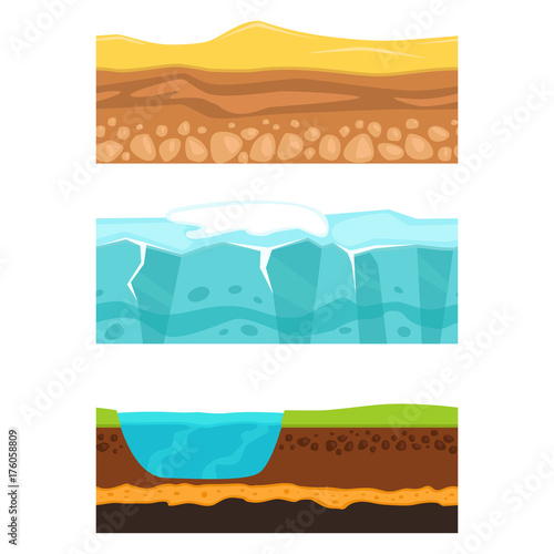 Illustration of cross section of ground agriculture country gardening ground slices land piece nature outdoor vector.