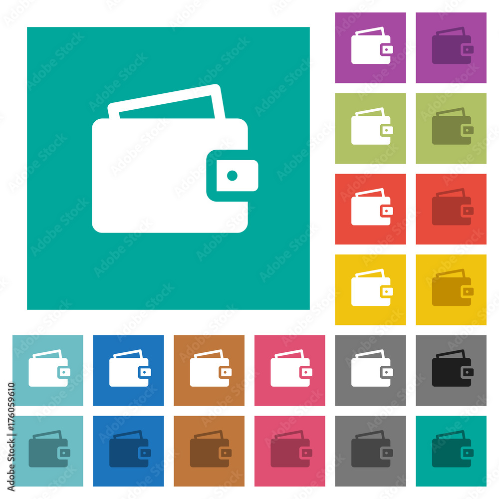 Single wallet square flat multi colored icons Single wallet square flat multi colored icons